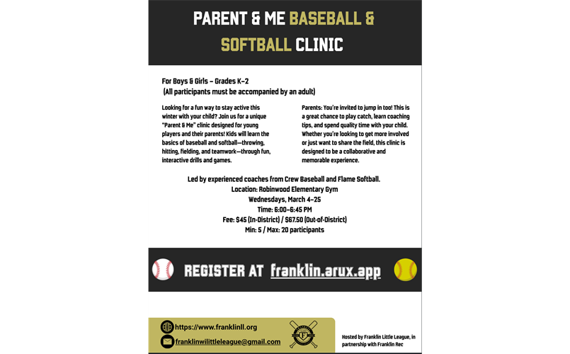 Parent and Me Baseball and Softball Clinic